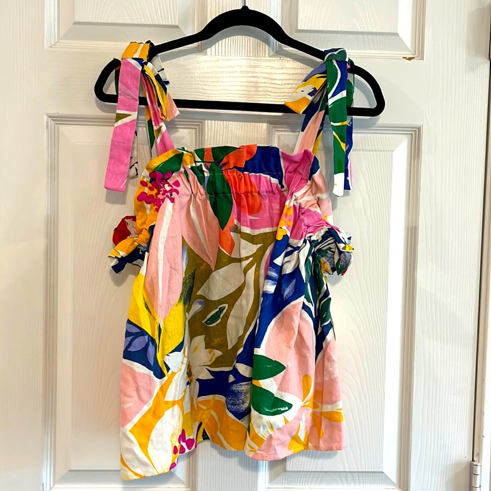 Summer Floral tie strap camisole, ELOQUII Elements, size 14